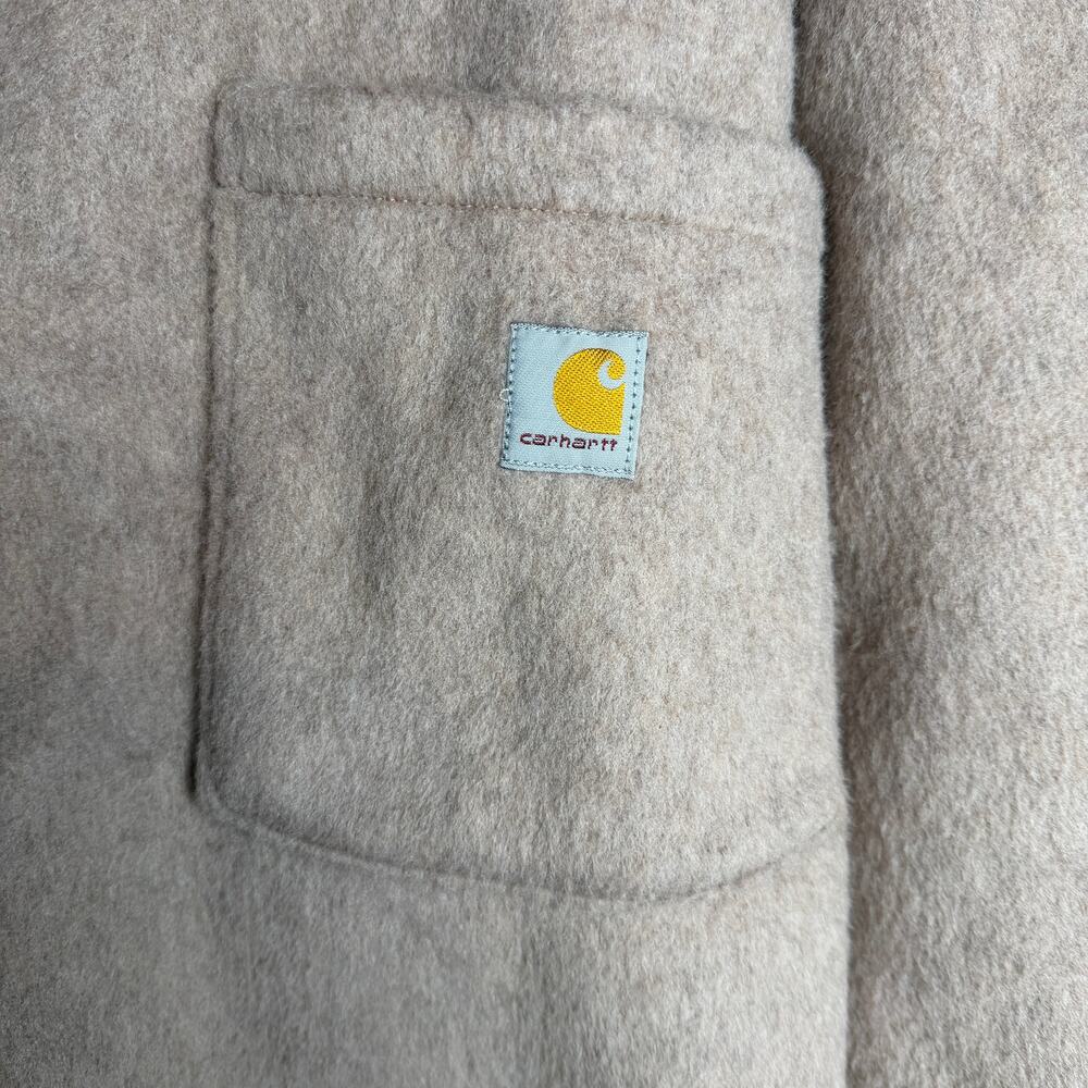 Carhartt Loose Fit Fleece Shirt Jacket  Shacket Pink/Beige Snap Front 3X - Picture 3 of 8